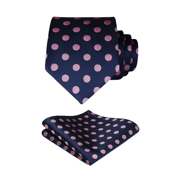 Polka Dot Tie Handkerchief Set - C-NAVY BLUE/PINK-A 