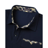 Men's Polo Shirt with Pocket - I-BLUE-CHECKED1