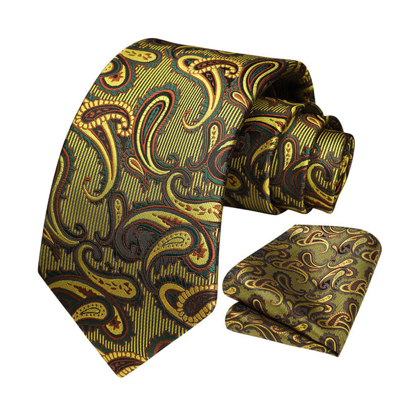 Paisley Tie Handkerchief Set - ORANGE-PAISLEY 