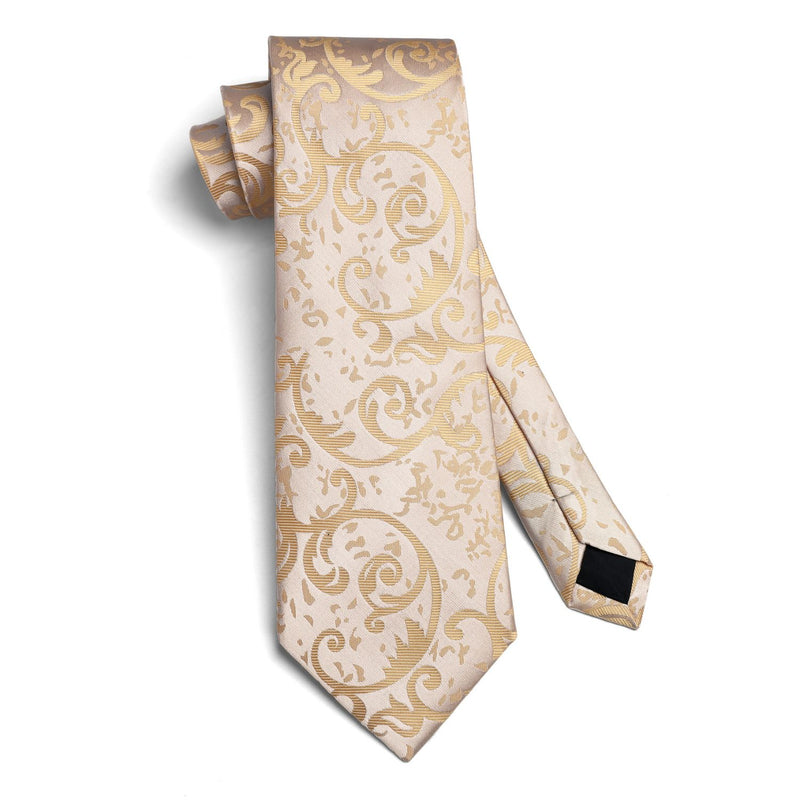 Paisley Tie Handkerchief Set - A-BEIGE-2