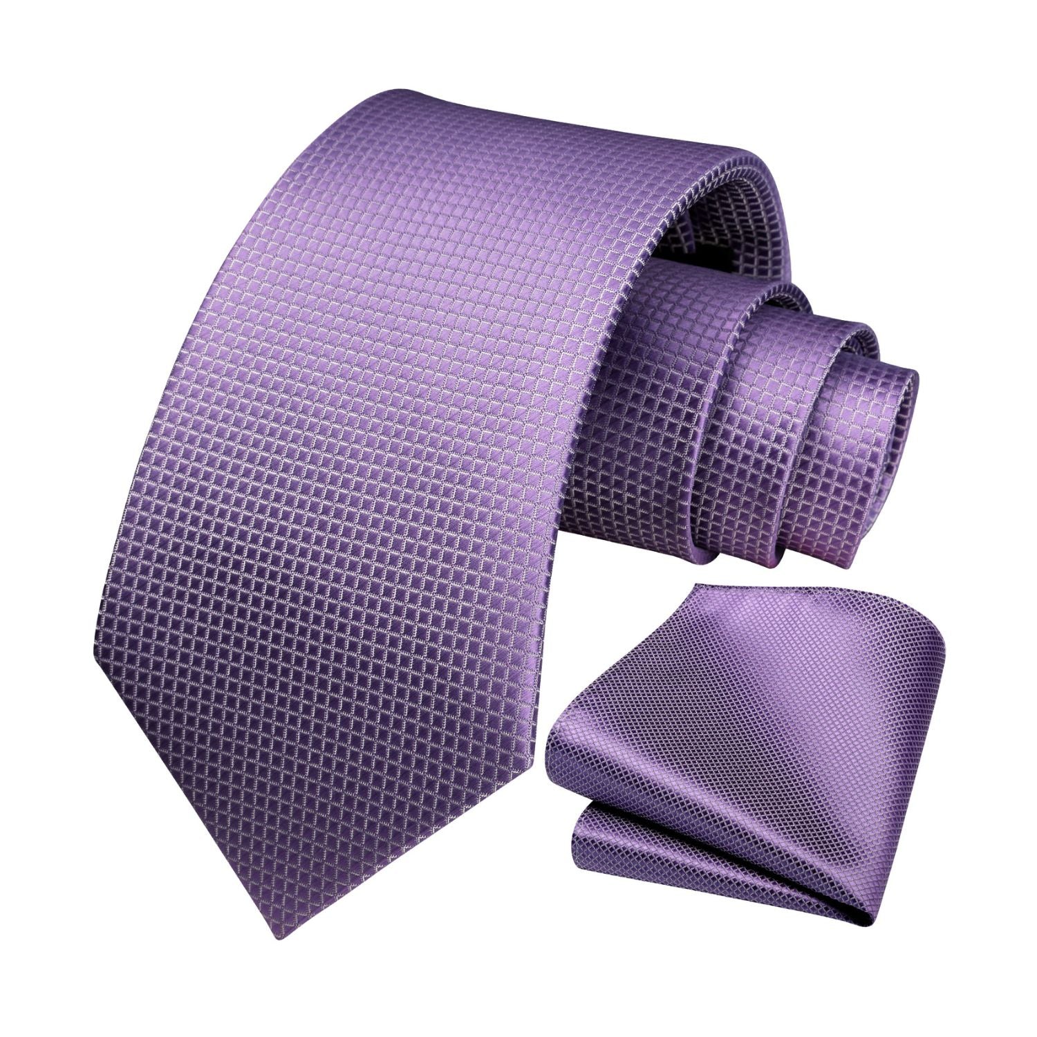 Plaid Tie Handkerchief Set - PURPLE-2