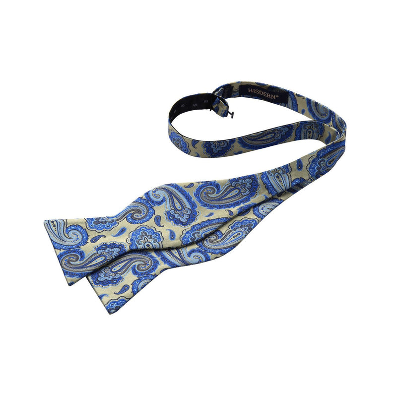 Paisley Bow Tie & Pocket Square - GOLD/BLUE PAISLEY 