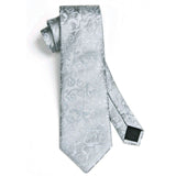 Paisley Tie Handkerchief Set - A1-SILVER GRAY 