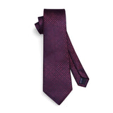 Houndstooth Tie Handkerchief Set - B-04 BURGUNGY/NAVY 