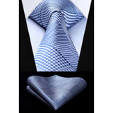 Houndstooth Tie Handkerchief Set - A-10 BLUE/WHITE 