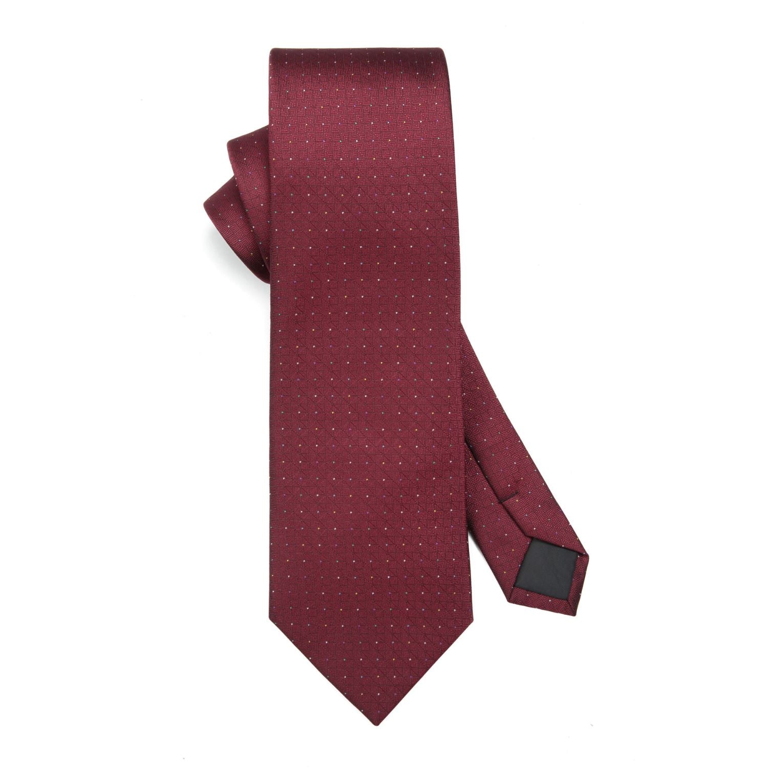 Houndstooth Tie Handkerchief Set - B-03 BURGUNDY