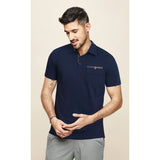 Polo Shirts Short Sleeve with Pocket - D-NAVY BLUE-PAISLEY 
