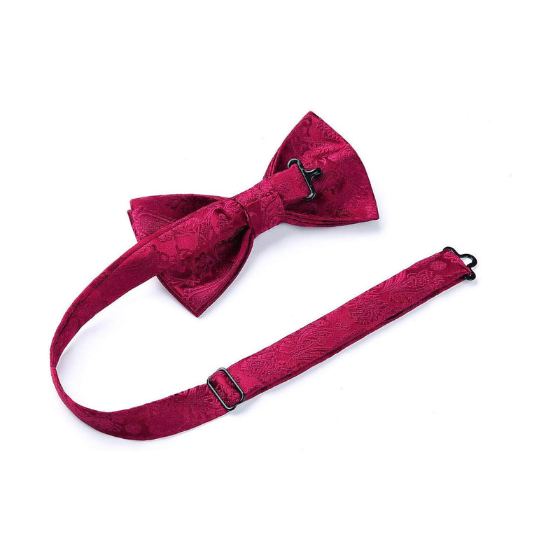 Paisley Pre-Tied Bow Tie & Pocket Square - C-RED 6