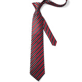 Stripe Tie Handkerchief Set - RED/WHITE/BLACK