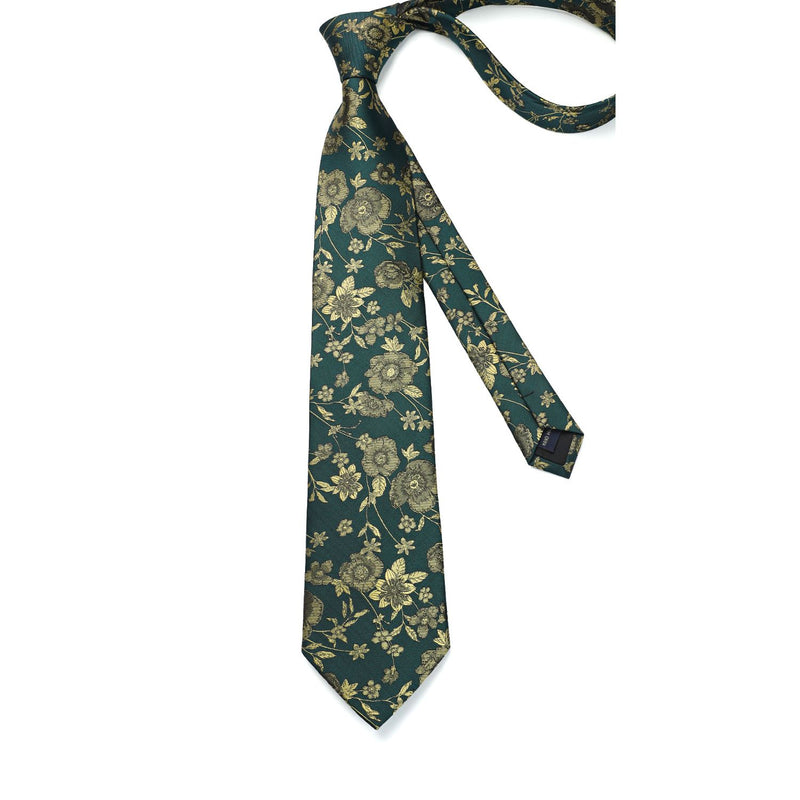 Floral Tie Handkerchief Set - 32 GREEN