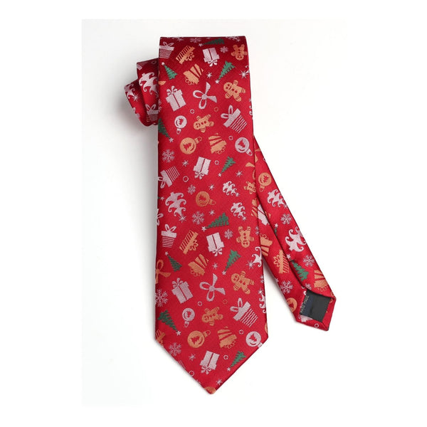 Christmas Tie Handkerchief Set - RED