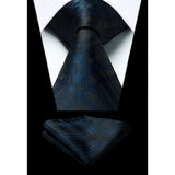 Plaid Tie Handkerchief Set - NAVY BLUE/BRWON 