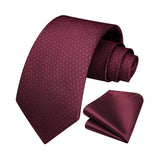 Houndstooth Tie Handkerchief Set - Z-MAROON 