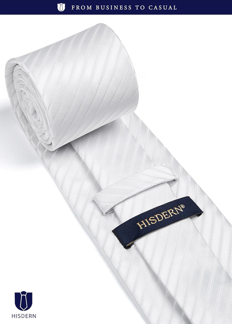 Stripe Tie Handkerchief Clip - 11 WHITE