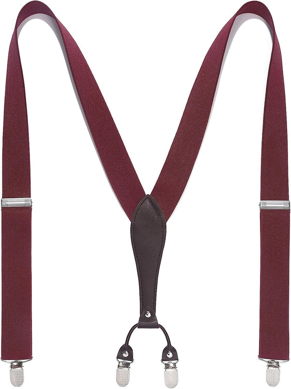 Y-shaped Adjustable Suspender with 6 Clips - 07 RED 