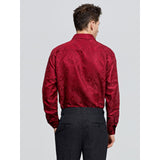 Men's Long Sleeve Shirt With Printing - RED PAISLEY