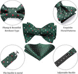 Polka Dots Bow Tie & Pocket Square - 02-GREEN/RED