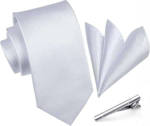 Solid Tie Handkerchief Clip - 09 WHITE