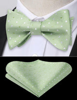 Polka Dots Bow Tie & Pocket Square - 03-GREEN/WHITE