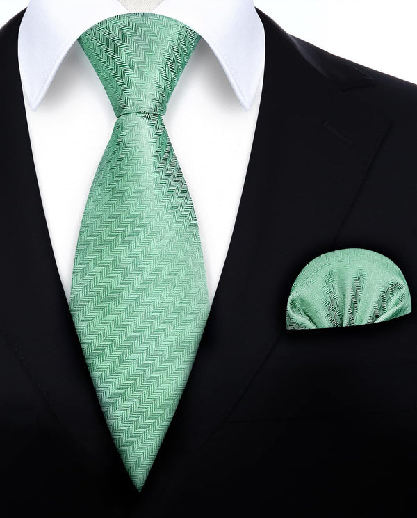 Hisdern Sage Green2 Houndstooth Wedding Tie Set with Cufflinks