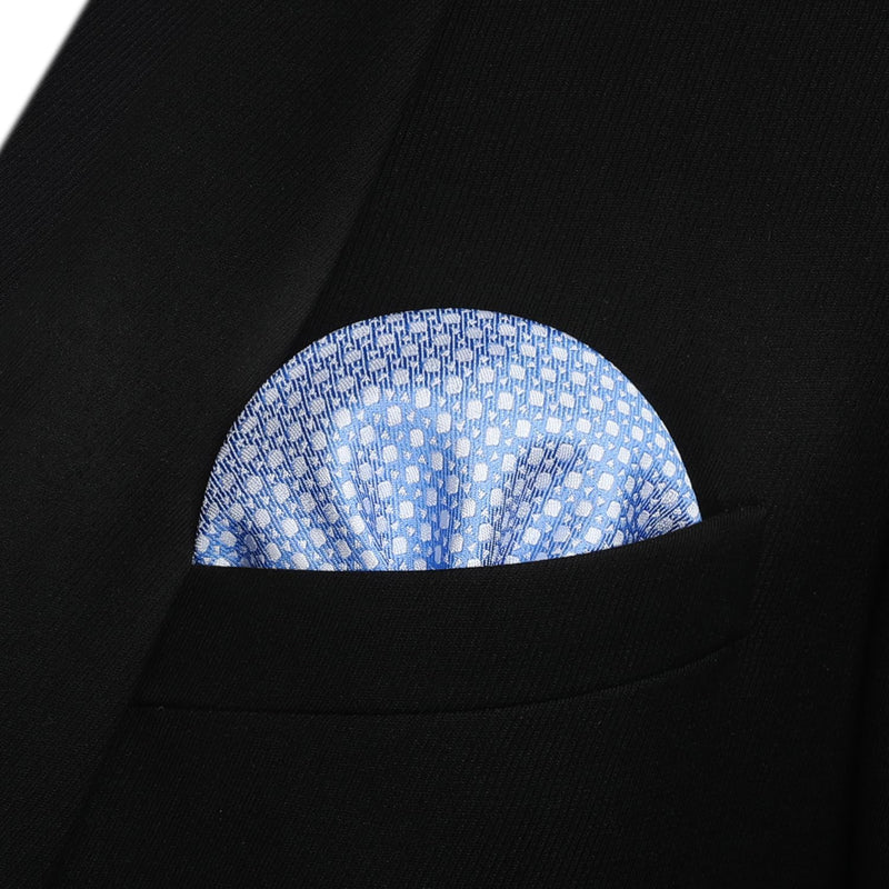 Houndstooth Bow Tie & Pocket Square - BABY BLUE 