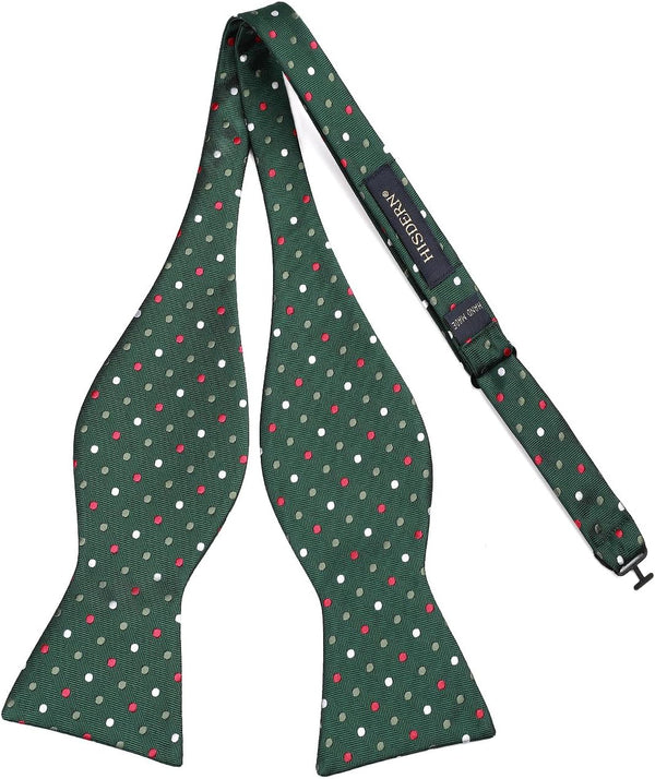 Polka Dots Bow Tie & Pocket Square - 02-GREEN/RED