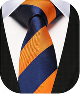Stripe 2.17' Skinny Formal Tie - D- ORANGE/NAVY 