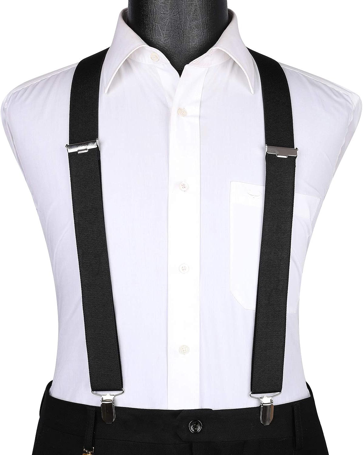 2PCS 1.4" Adjustable Suspender with 4 Clips - C-BLACK/GREY