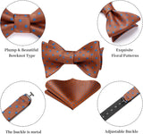 Polka Dots Bow Tie & Pocket Square - 02-ORANGE/BLUE