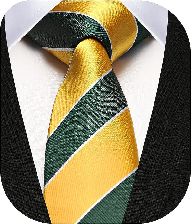 Stripe 2.17' Skinny Formal Tie - D- YELLOW/GREEN 