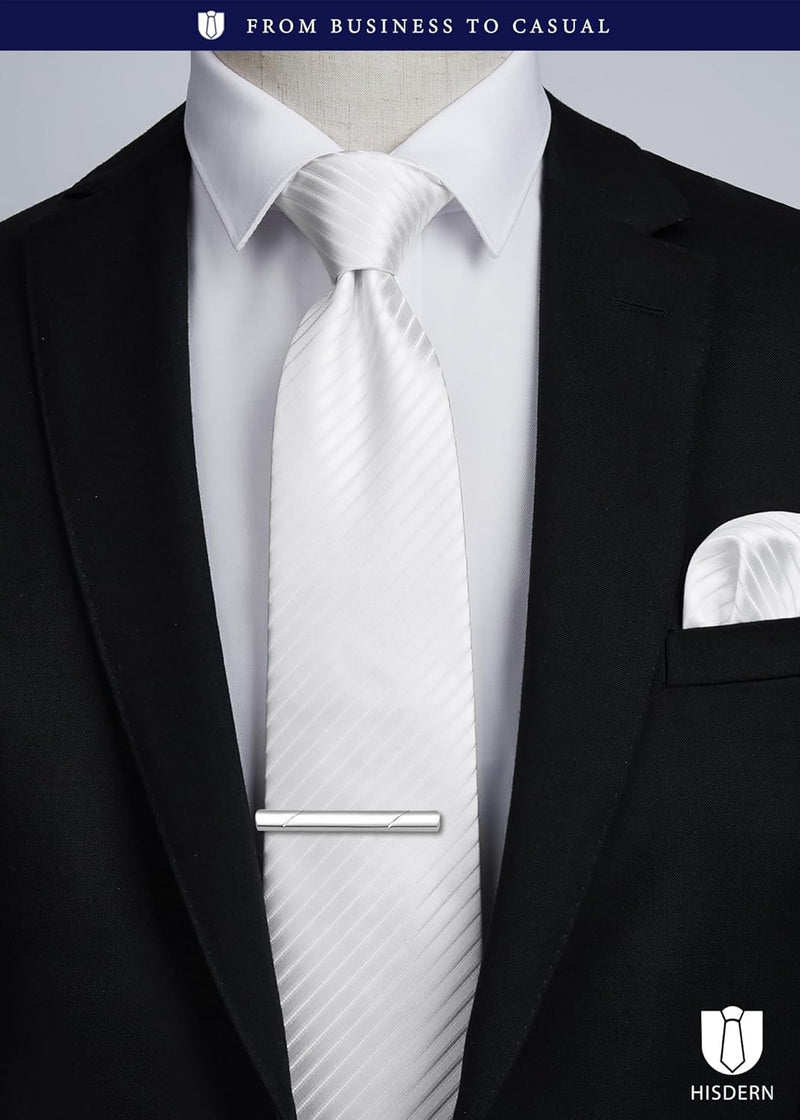 Stripe Tie Handkerchief Clip - 11 WHITE