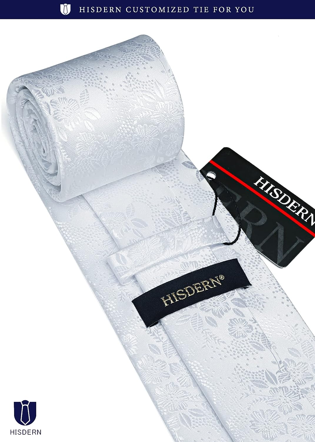 Floral Tie Handkerchief Clip - 03 WHITE