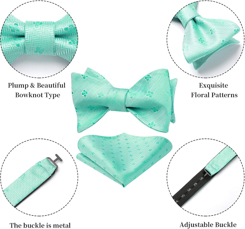 Floral Bow Tie & Pocket Square - 02-LIGHT GREEN