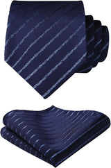 Hisdern Navy Blue Striped Wedding Accessories Set