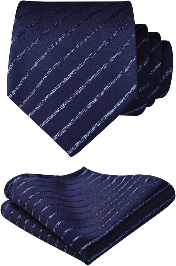 Hisdern Navy Blue Striped Wedding Accessories Set