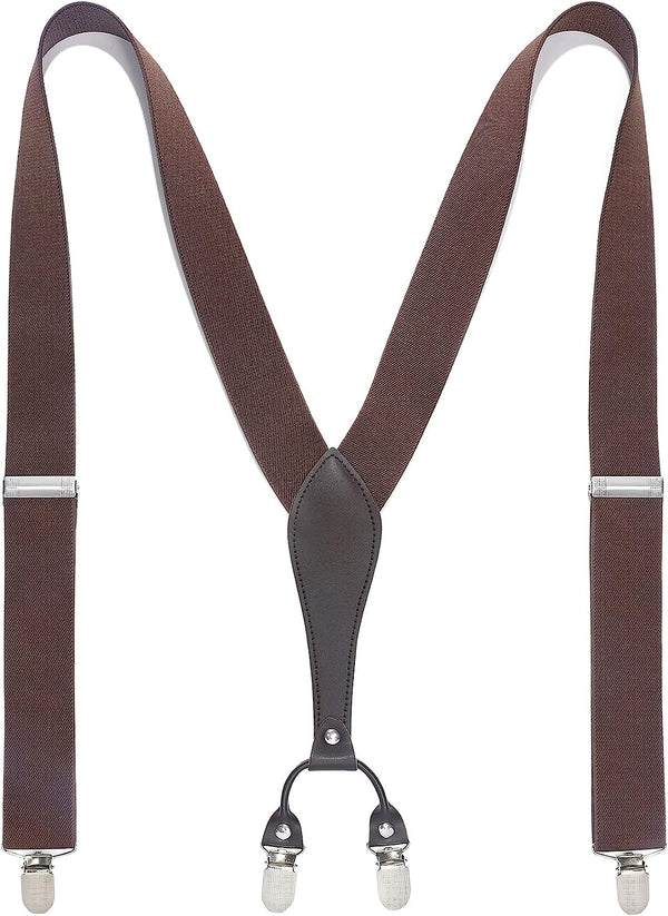 Y-shaped Adjustable Suspender with 6 Clips - 06 BROWN 