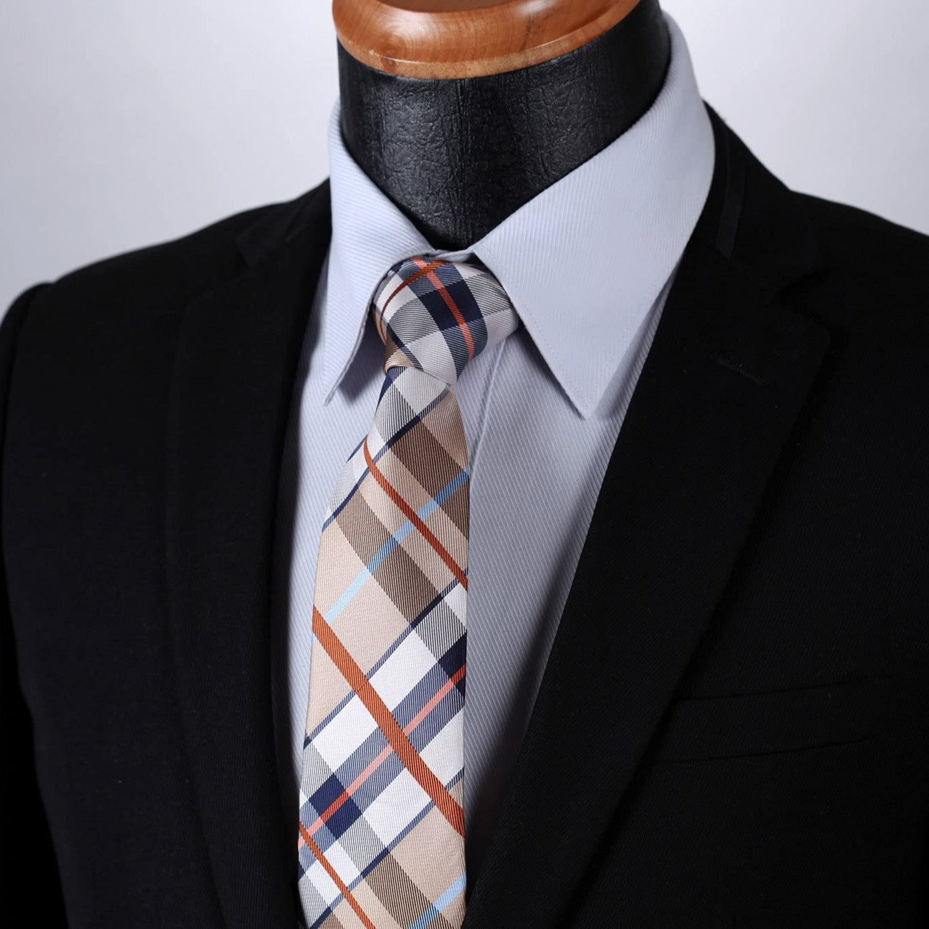 Plaid Tie Handkerchief Set - BROWN & BLUE 2