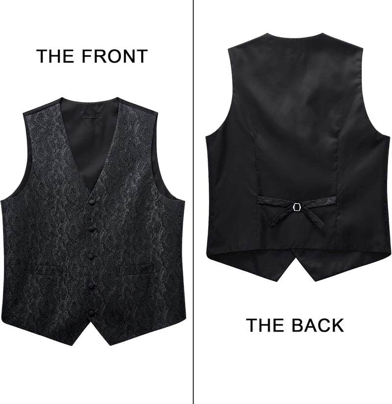 Paisley 3pc Suit Vest Set - BLACK