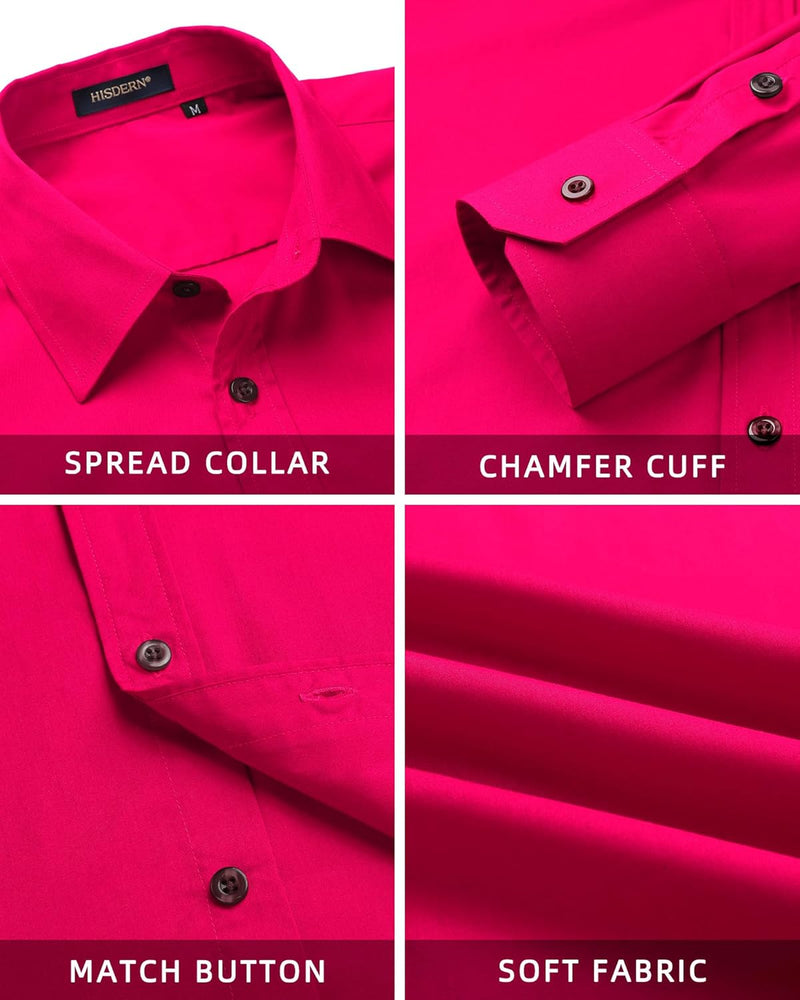 Men's Dress Shirt with Pocket - HOT PINK