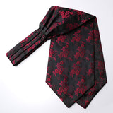 Floral Paisley Ascot Cravat Scarf - RED/BLACK