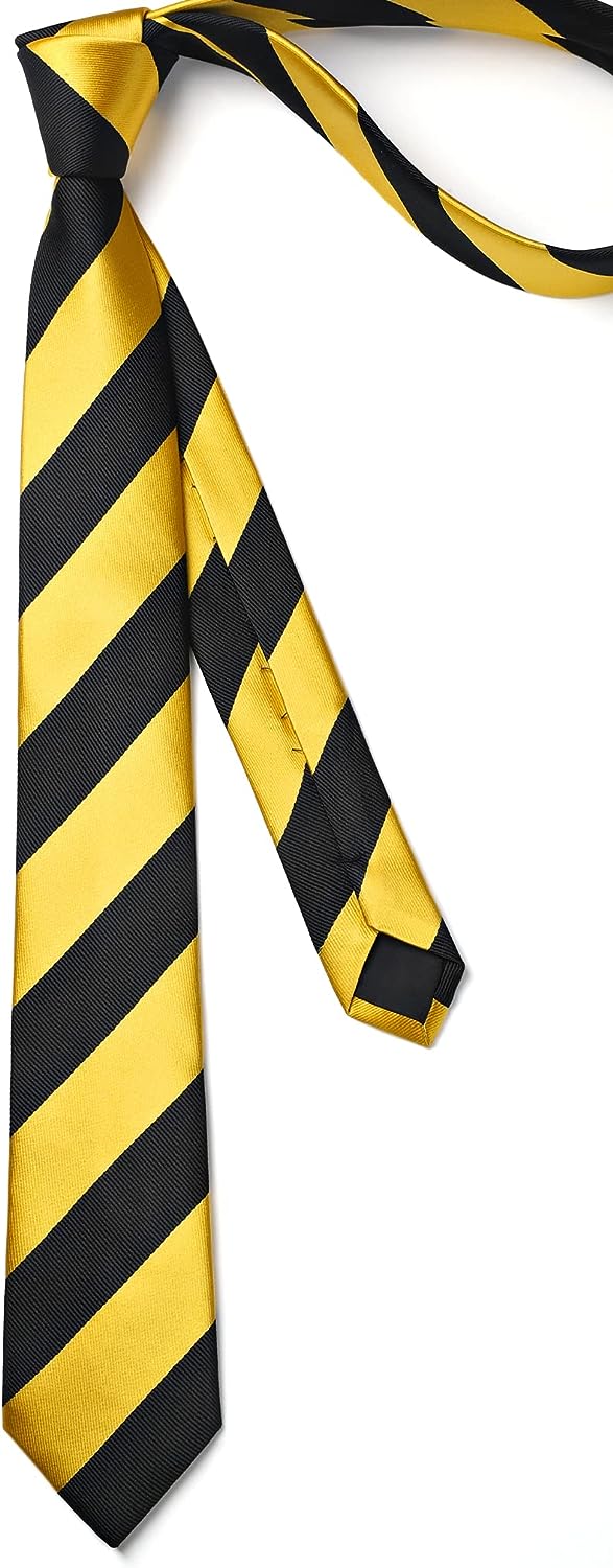 Stripe 2.17' Skinny Formal Tie - D- YELLOW/BLACK 