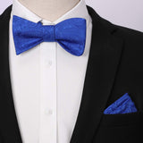 Floral Paisley Bow Tie & Pocket Square Sets - C-BLUE