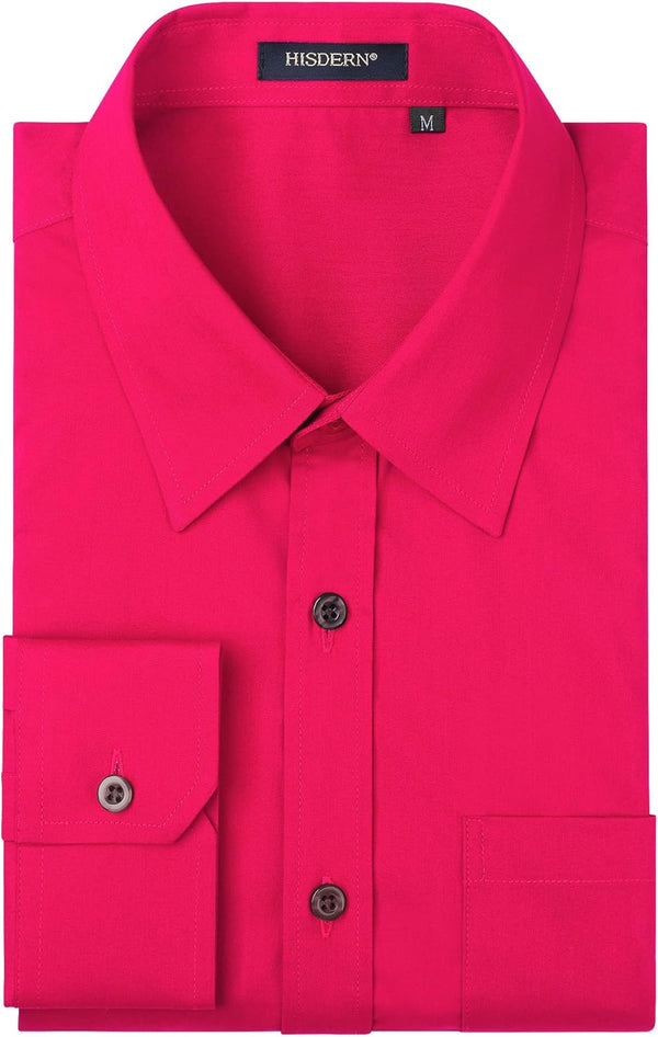 Men's Dress Shirt with Pocket - HOT PINK