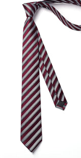 Stripe 2.17' Skinny Formal Tie - D- RED/WHITE 