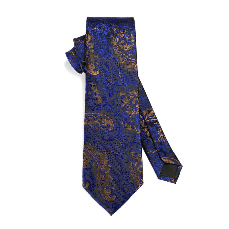 Paisley Tie Handkerchief Set - C2-BLUE BROWN