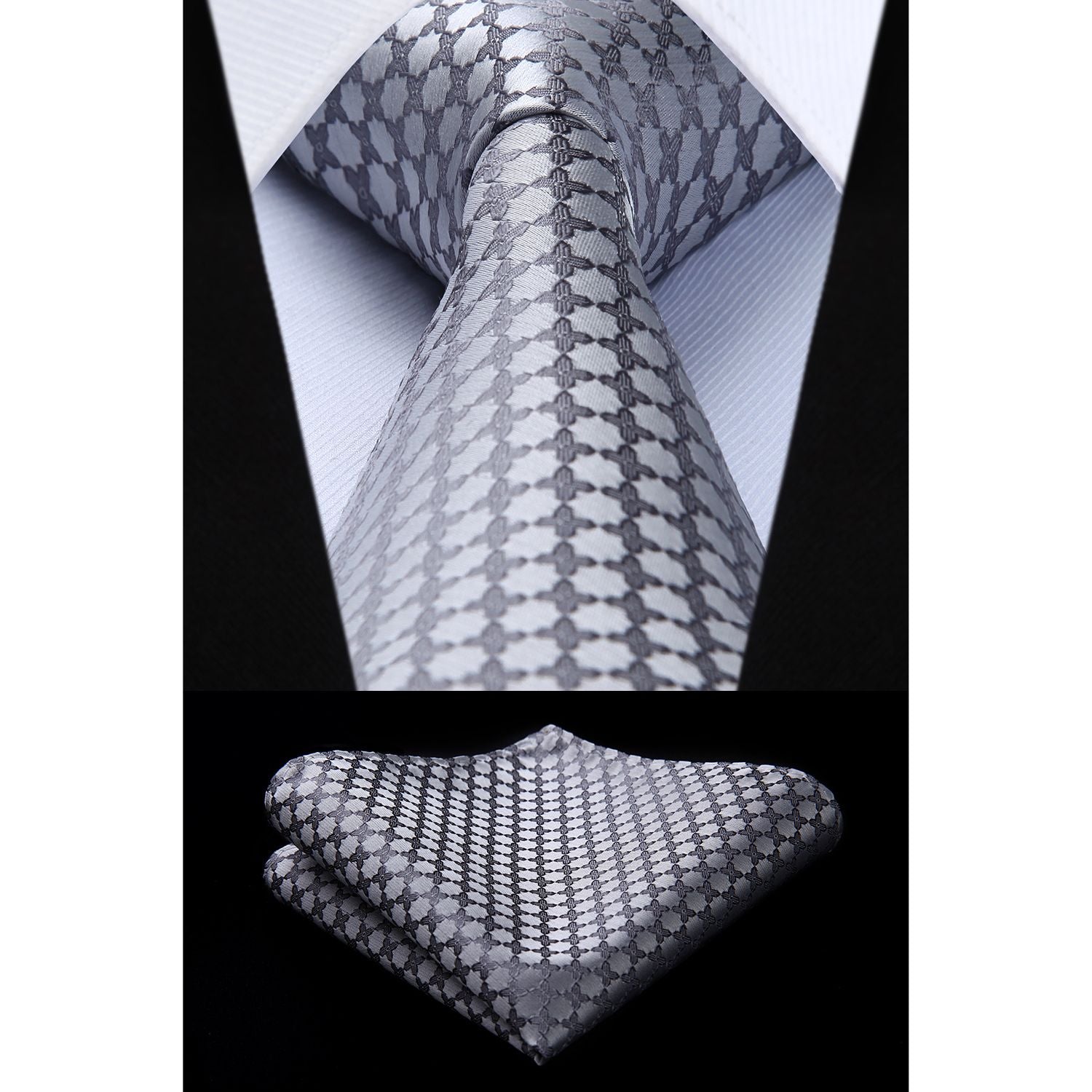 Polka Dot Tie Handkerchief Set - E-GRAY 1