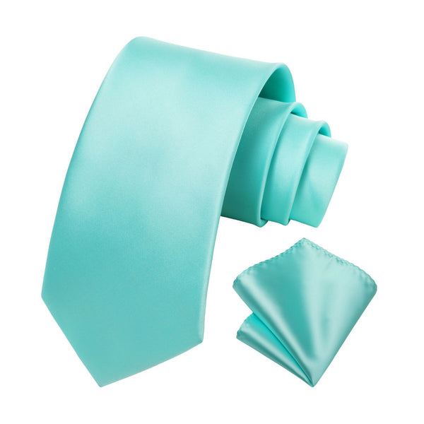 Solid Tie Handkerchief Set - MINT GREEN 