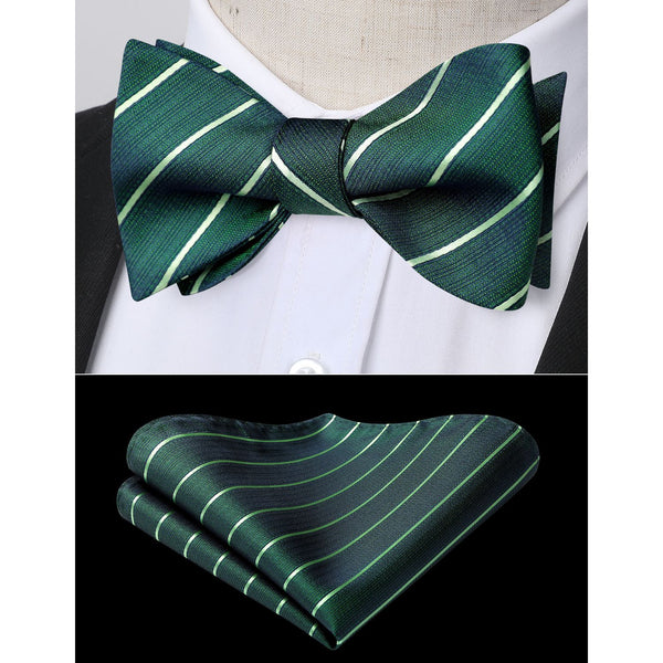 Stripe Bow Tie & Pocket Square - NAVY GREEN