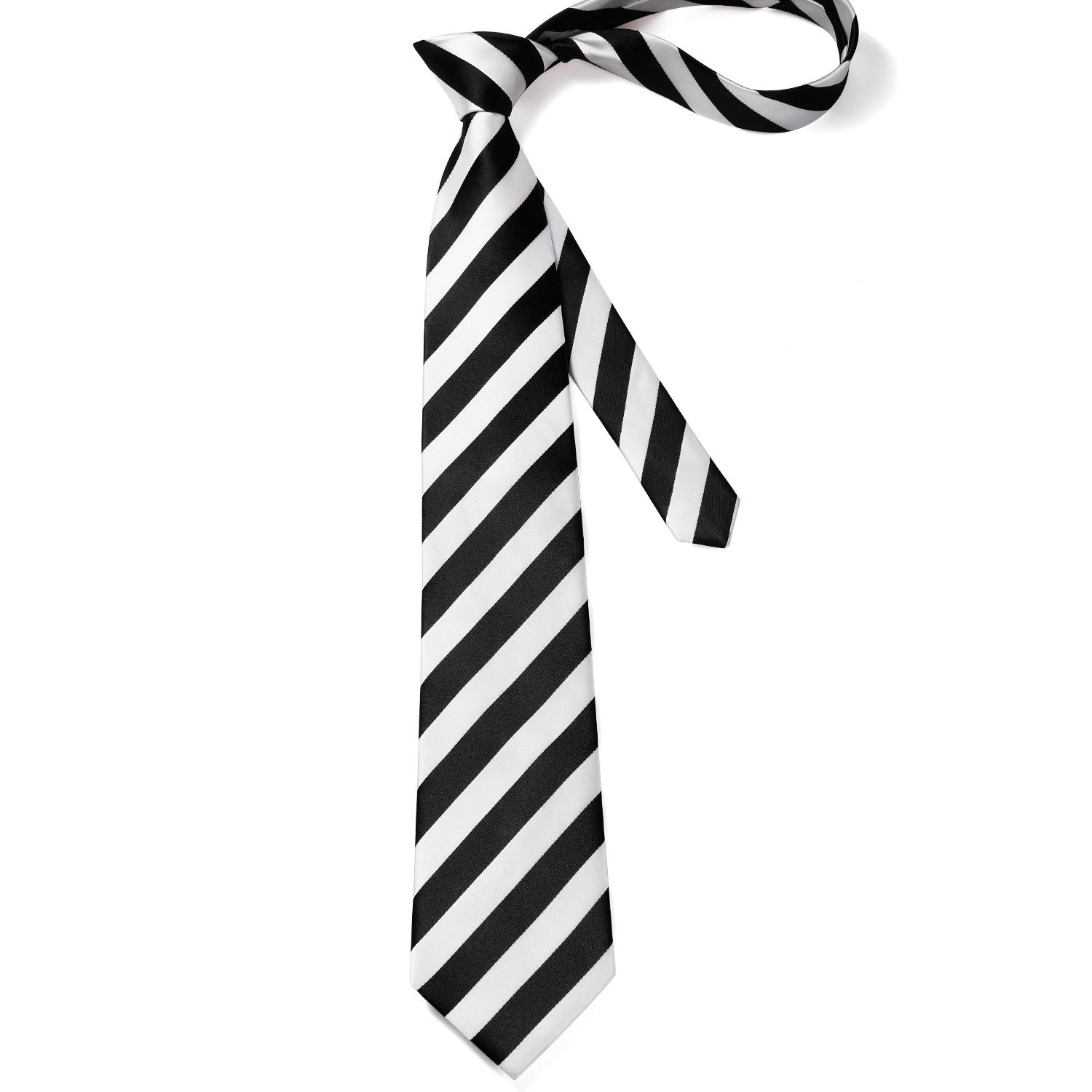 Stripe Tie Handkerchief Set - 07-BLACK/WHITE