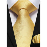 Floral Tie Handkerchief Set - A38-YELLOW 